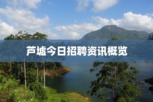 芦墟今日招聘资讯概览