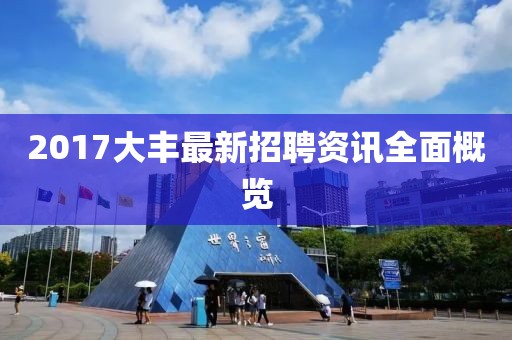 2017大丰最新招聘资讯全面概览