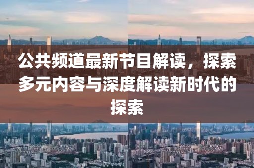 公共频道最新节目解读，探索多元内容与深度解读新时代的探索