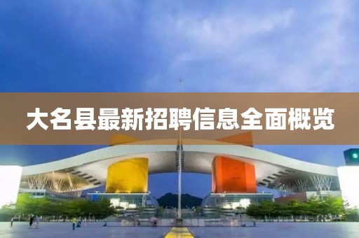大名县最新招聘信息全面概览