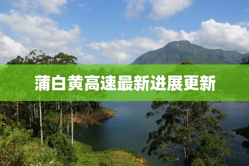 蒲白黄高速最新进展更新