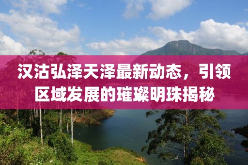 汉沽弘泽天泽最新动态，引领区域发展的璀璨明珠揭秘