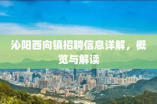 沁阳西向镇招聘信息详解，概览与解读
