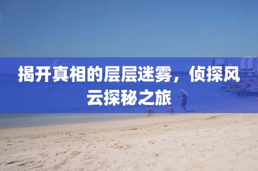 揭开真相的层层迷雾，侦探风云探秘之旅