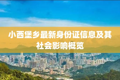 小西堡乡最新身份证信息及其社会影响概览