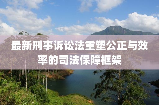 最新刑事诉讼法重塑公正与效率的司法保障框架