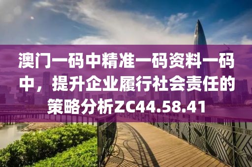 澳门一码中精准一码资料一码中，提升企业履行社会责任的策略分析ZC44.58.41
