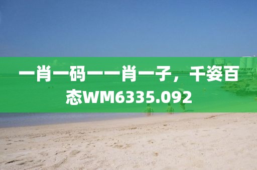 一肖一码一一肖一子，千姿百态WM6335.092