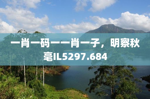 一肖一码一一肖一子，明察秋毫IL5297.684